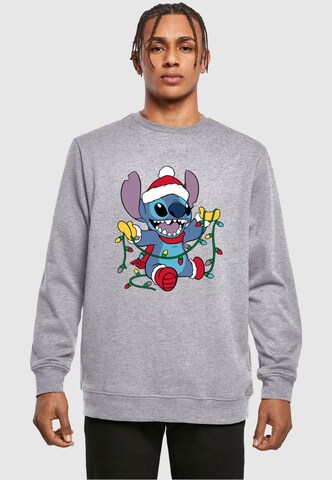 Sweat-shirt 'Lilo And Stitch - Christmas Lights' ABSOLUTE CULT en gris : devant
