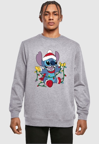 Sweat-shirt 'Lilo And Stitch - Christmas Lights' ABSOLUTE CULT en gris : devant