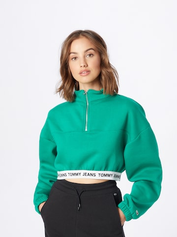 Sweat-shirt Tommy Jeans en vert : devant