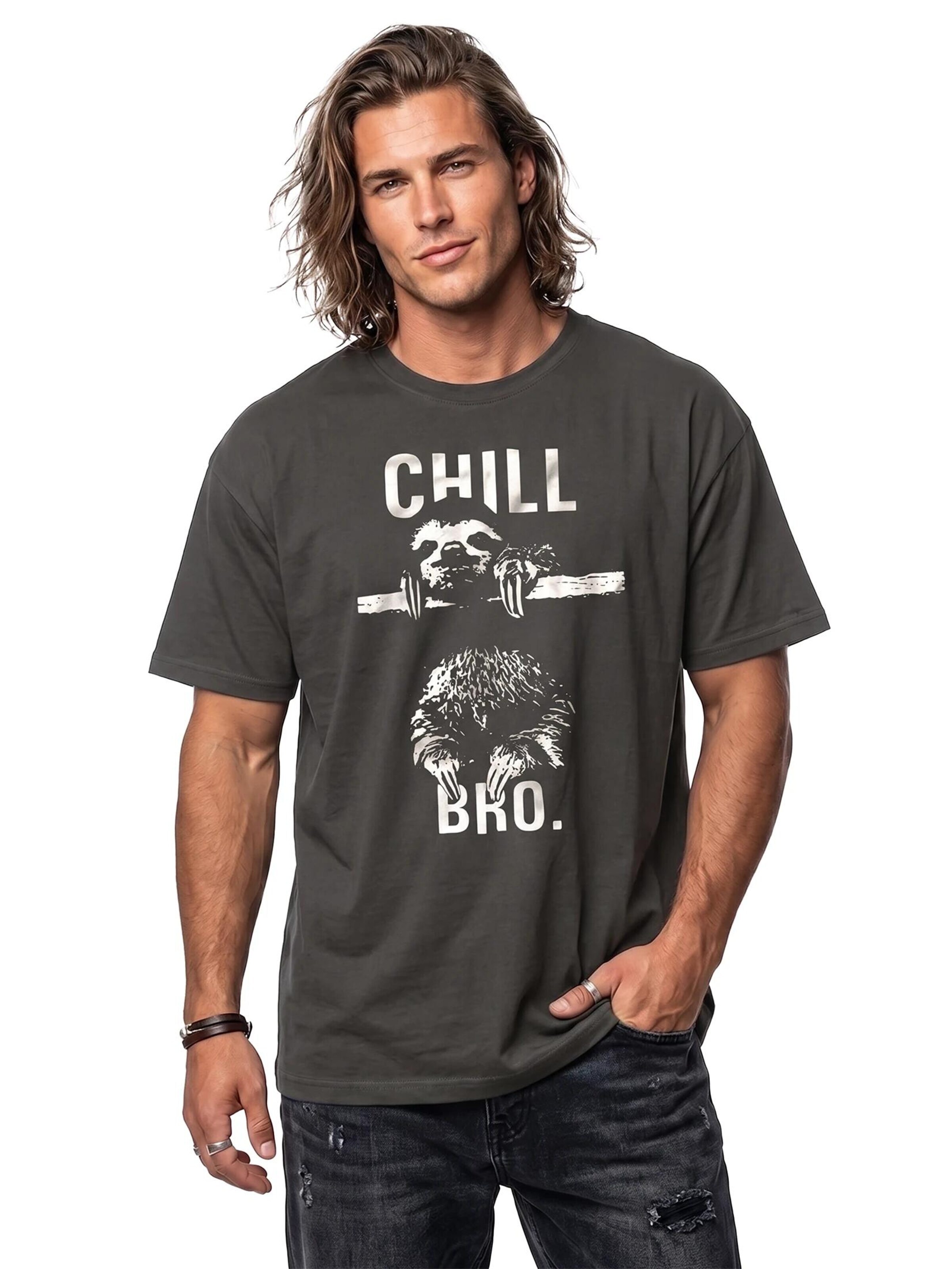 MAKAYA Shirt 'Chill Bro.' in Grey