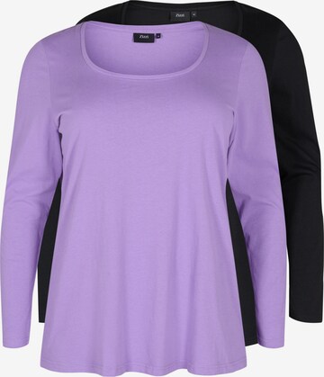 T-shirt Zizzi en violet : devant