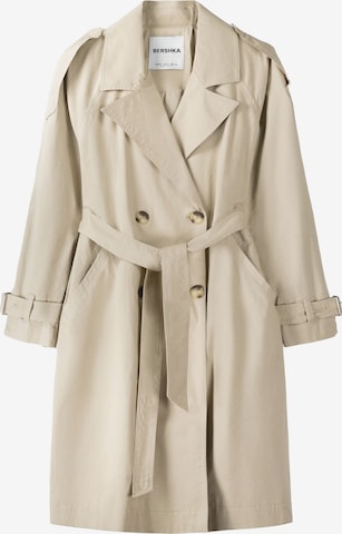 Bershka Between-seasons coat in Beige: front