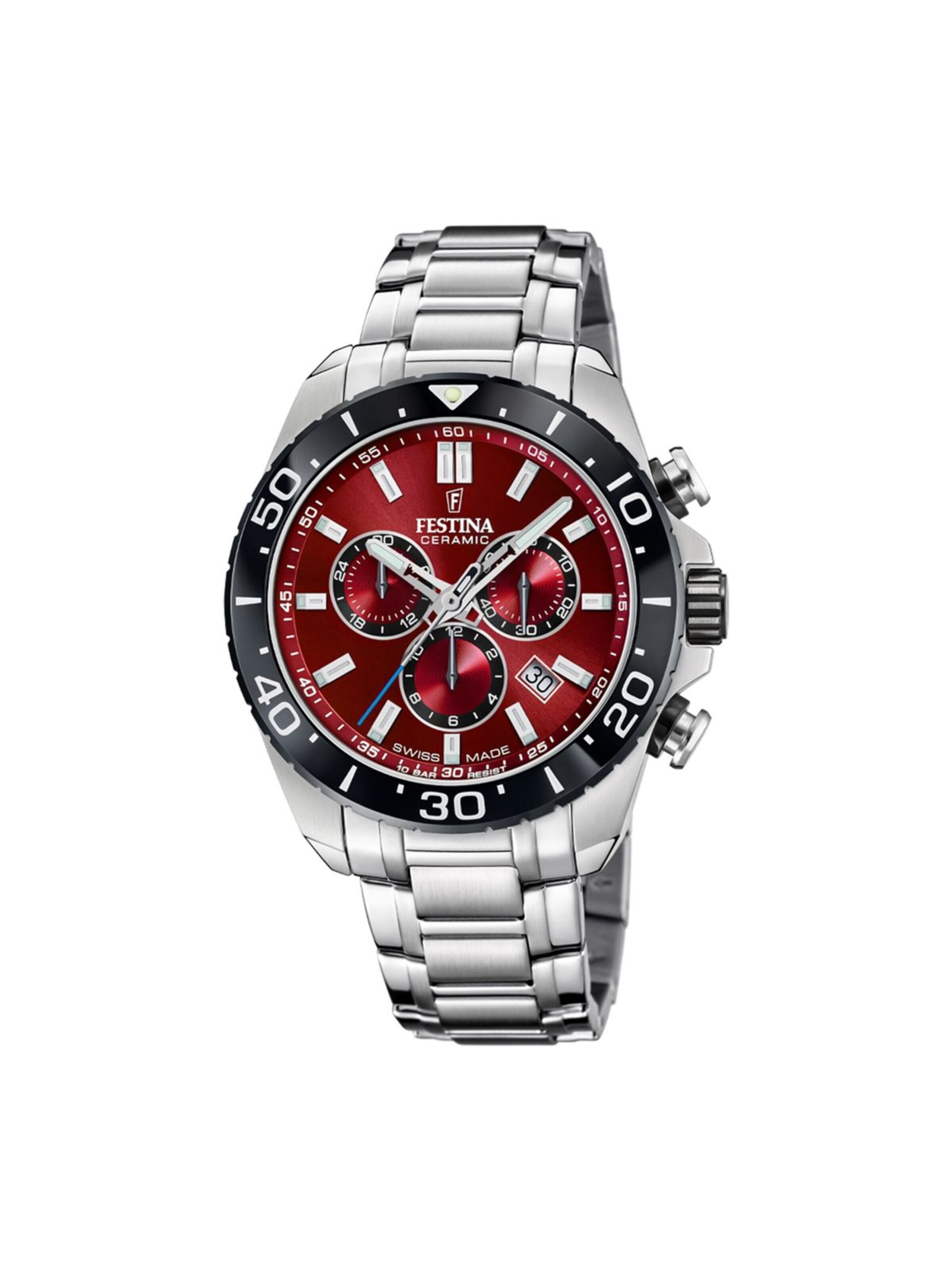 FESTINA Analogové hodinky 'Chronograph Chrono Swiss Made' – červená: přední strana