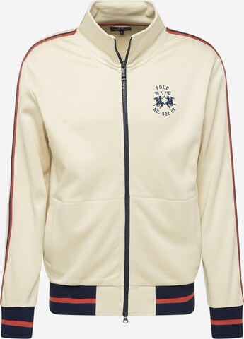 La Martina Zip-Up Hoodie in Beige: front