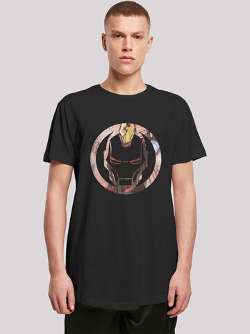 F4NT4STIC T-Shirt 'Marvel Superhelden Iron Man Montage Symbol' in Schwarz: Vorderseite