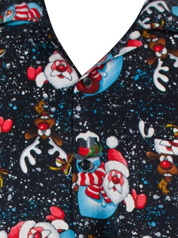 Regular fit Camicia 'Christmas Snowflakes' di King Kameha in nero