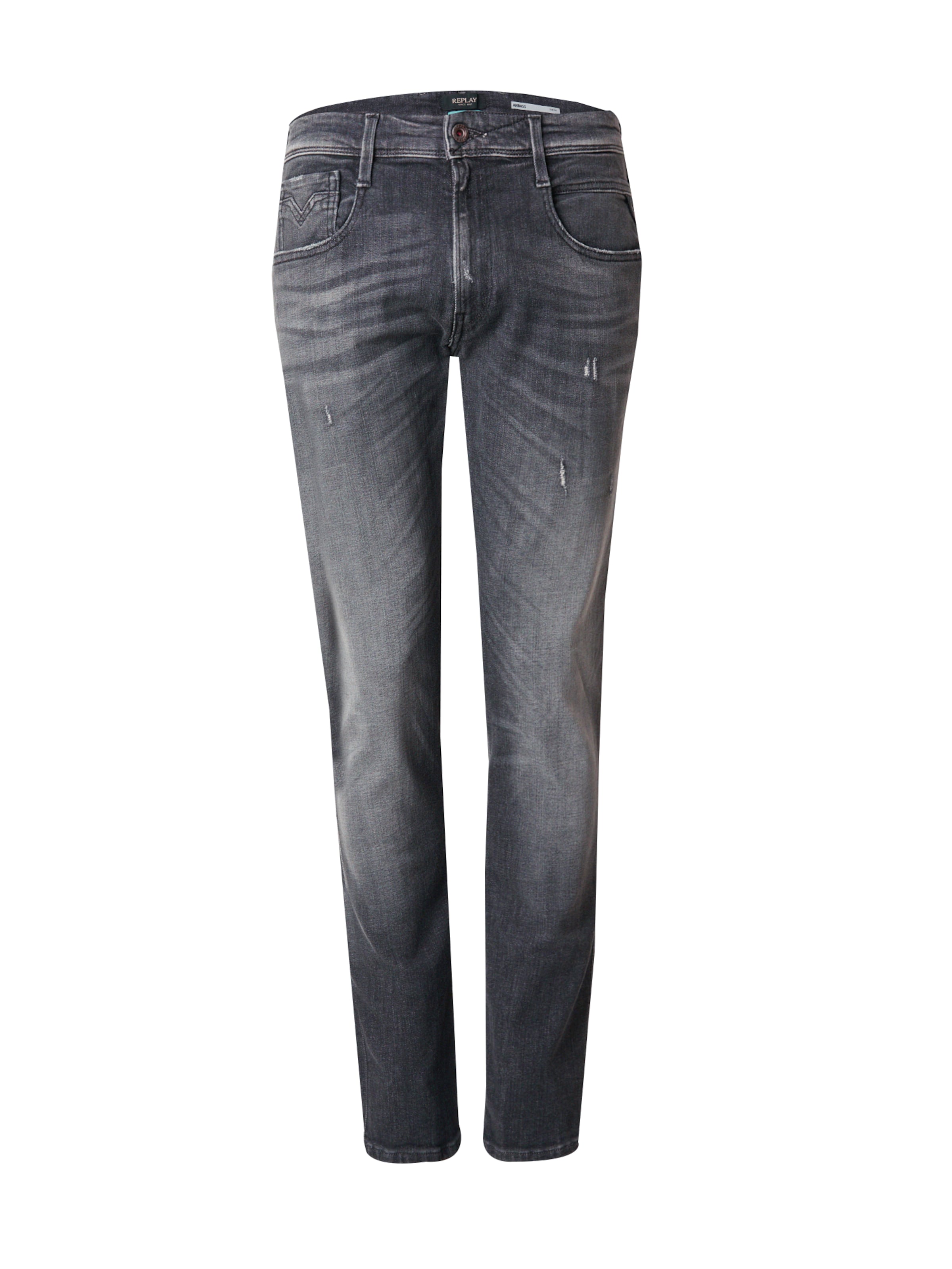 REPLAY Liibuv Teksapüksid 'ANBASS', värv hall: eest vaates