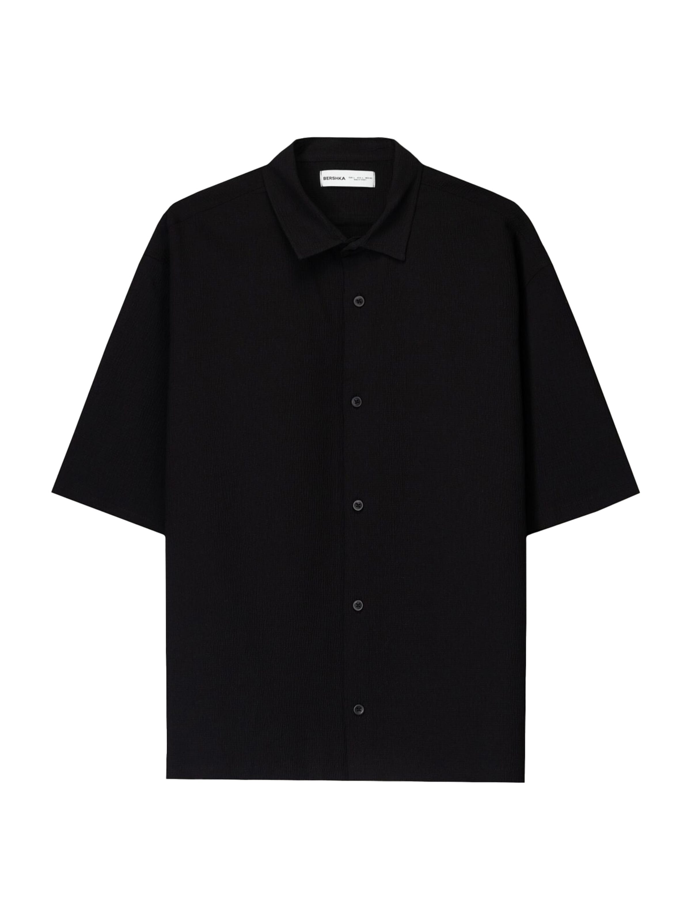 Bershka Comfort Fit Hemd in Schwarz: Vorderseite
