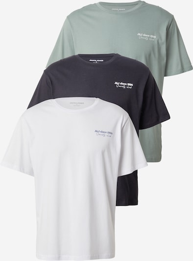 JACK & JONES T-Krekls 'JJNINETY', krāsa - piparmētru / melns / balts, Preces skats