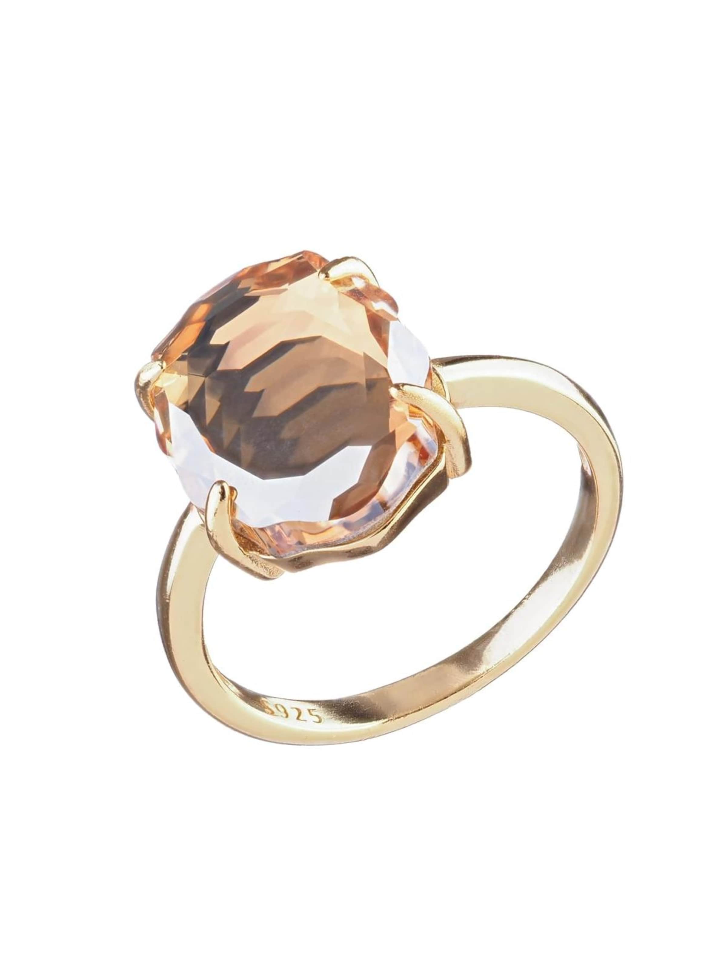 THE GEM STORIES JEWELRY - Anillo 'Golden Shadow Baroque Ring – Gold Plated' en marrón: frente