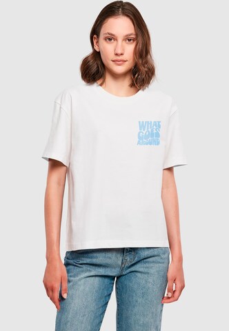 Miss Tee Shirt 'Karma Comes Back' in White: front