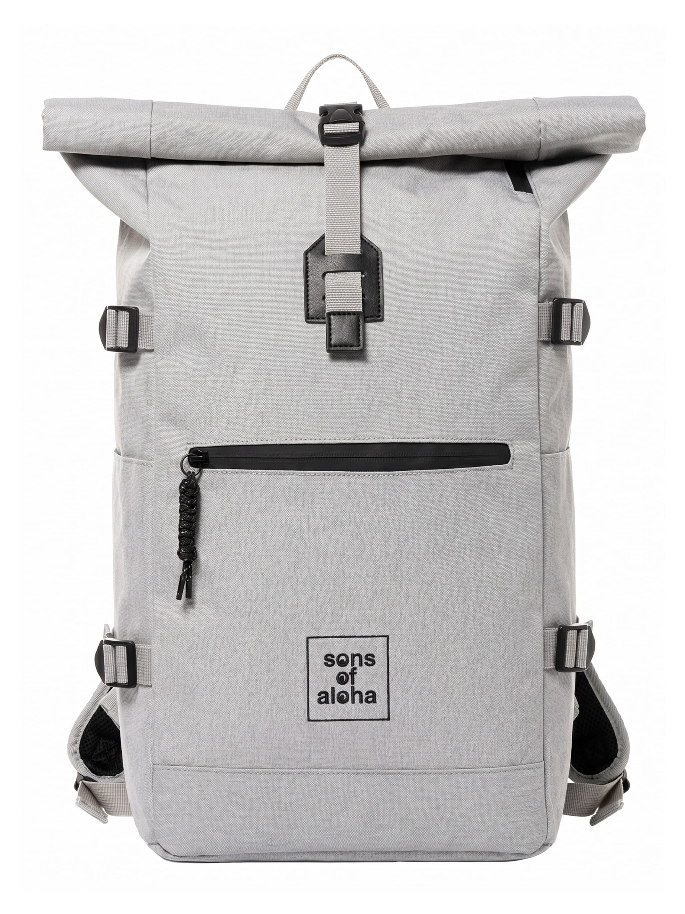 SONS OF ALOHA Backpack 'XL RollTop Rucksack KANE erweiterbar' in White: front