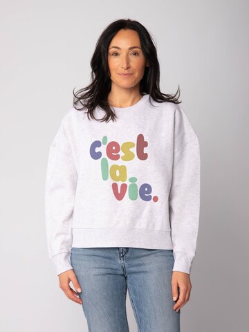 Sweat-shirt 'C'est la vie ' Watapparel en gris : devant