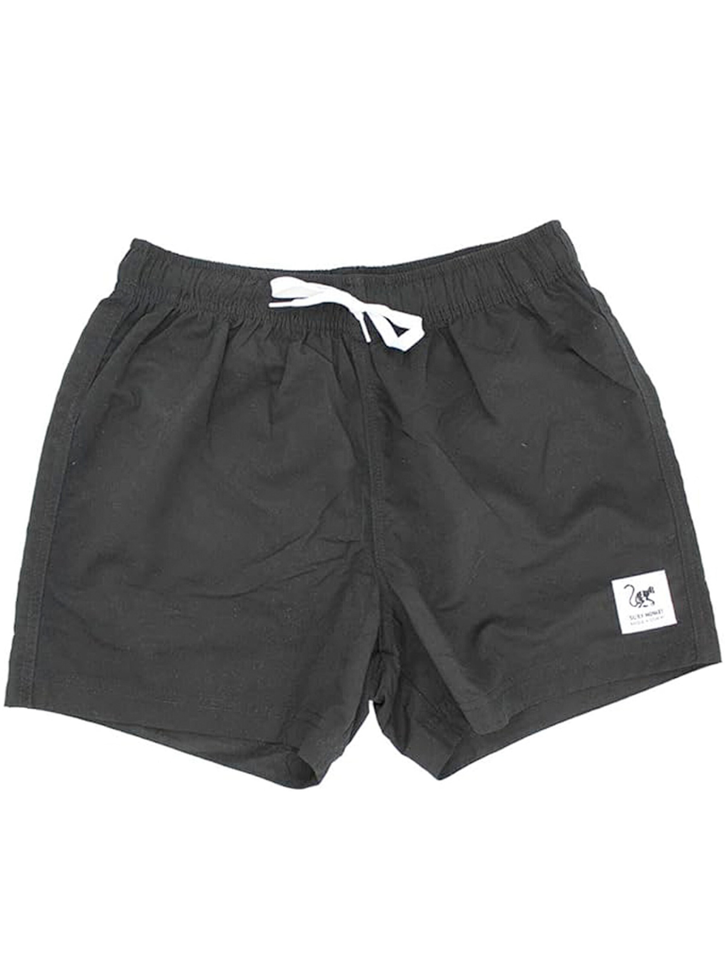 Surf Monkey Swimming Trunks in Black: front
