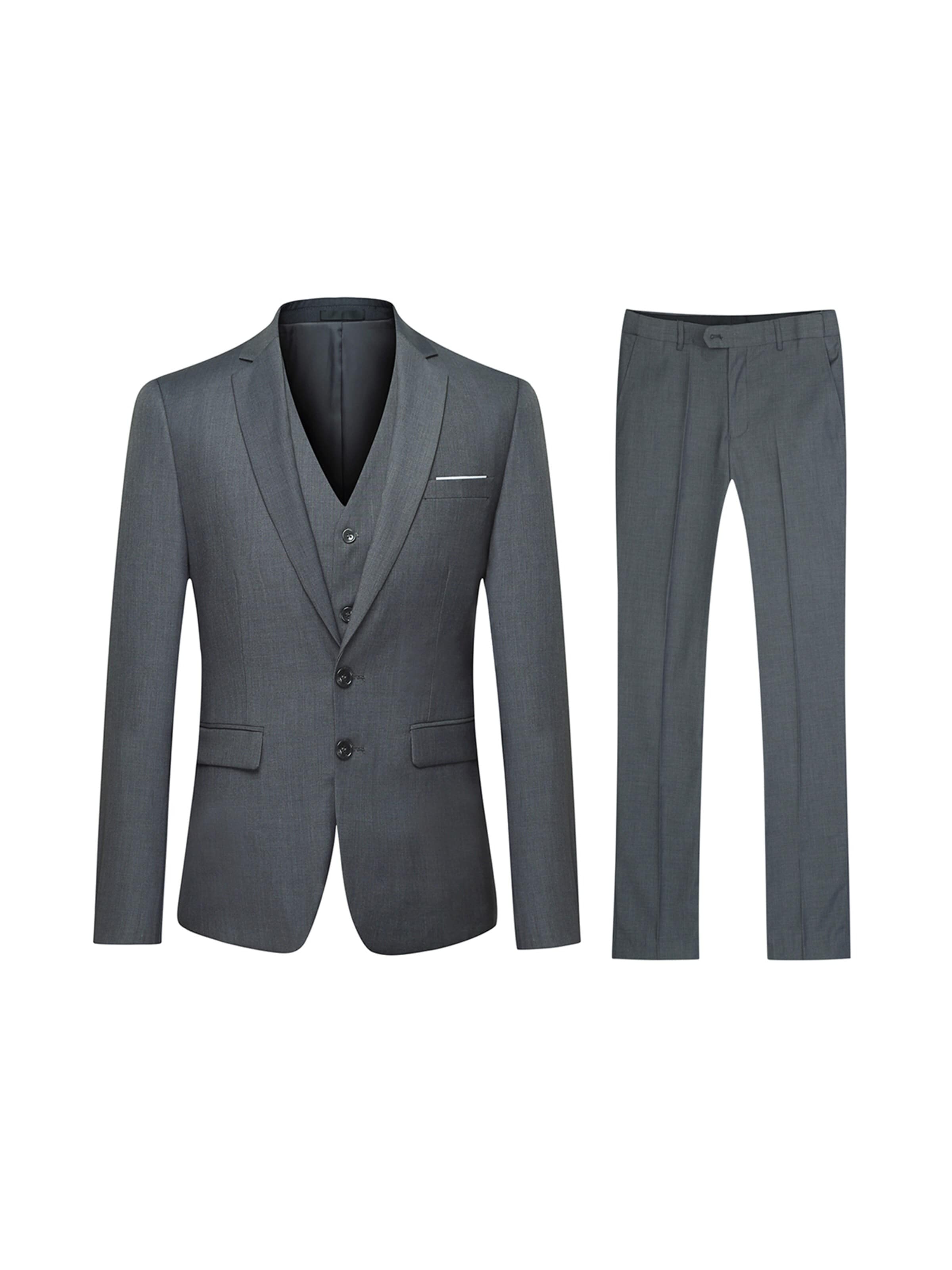 YOUTHUP Slim fit Suit 'Schlicht' in Grey: front