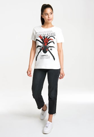 LOGOSHIRT T-Shirt 'Spider-Man Birth' in Weiß