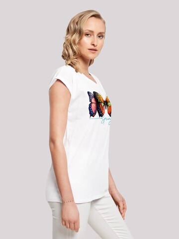 T-shirt 'Schmetterling Illusion' F4NT4STIC en blanc
