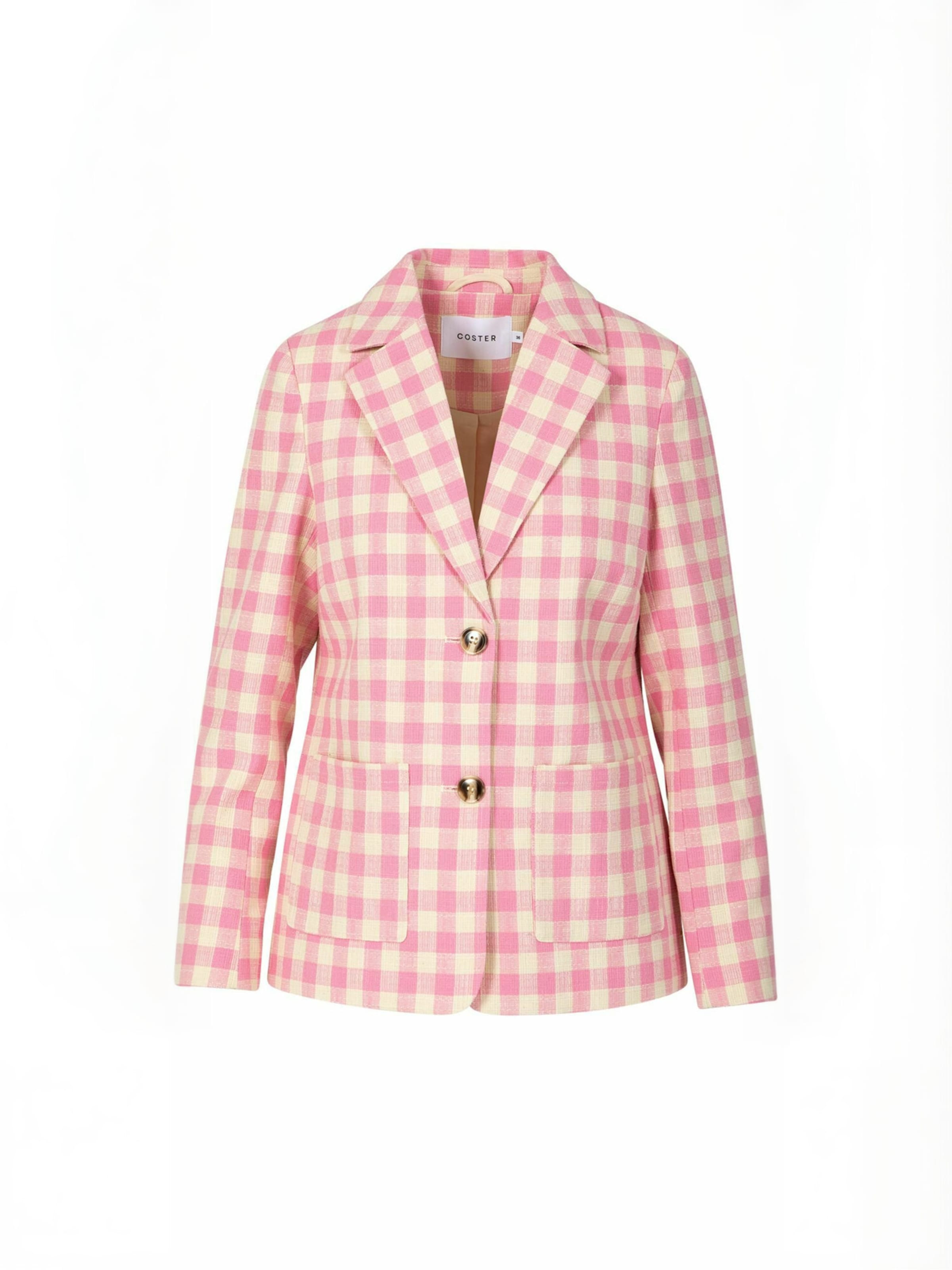 Coster Copenhagen Blazer ' Checkred ' i hvid: forside