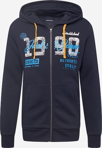 JACK & JONES Zip-Up Hoodie in Blue: front