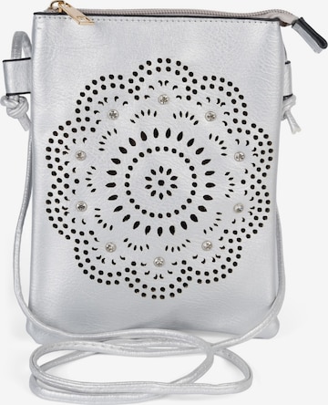 styleBREAKER Umhängetasche 'Mini Umhängetasche Blumen Cutout und Strass' in Silber: Vorderseite