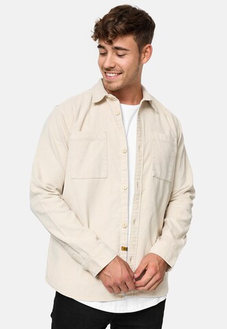 INDICODE JEANS Regular fit Button Up Shirt 'Thyge' in Beige: front