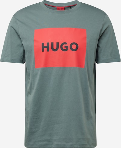 HUGO Red T-Shirt 'Dulive222' in dunkelgrün / rot / schwarz, Produktansicht