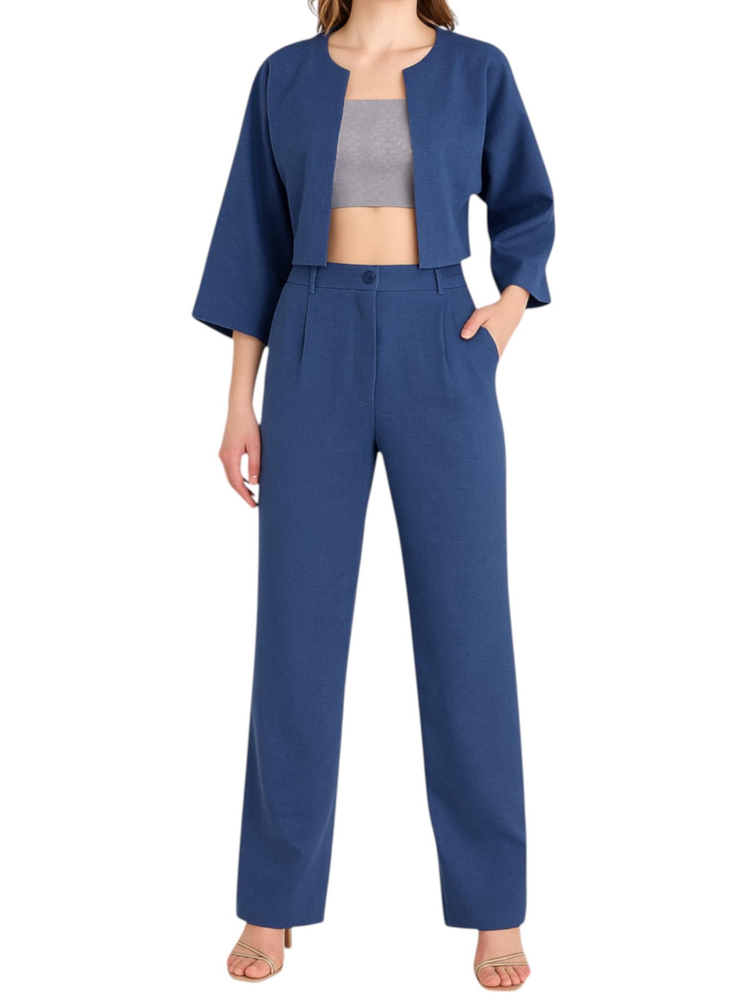 fashionshowcase Wide leg Broek 'LIRIN' in Blauw