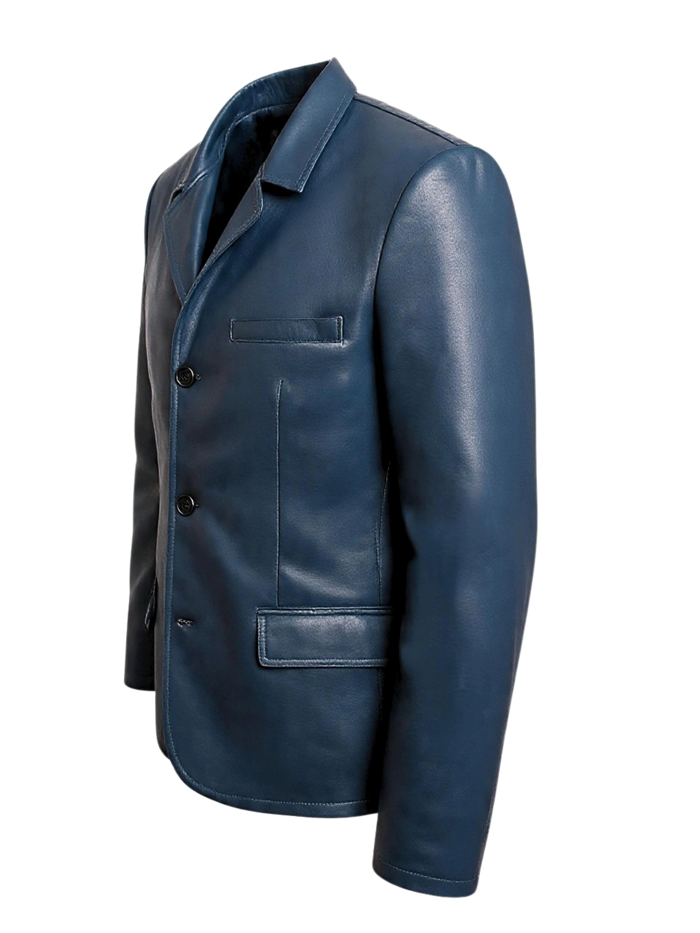 Be  Noble Regular fit Blazer 'Leder-Sakko im Edel-Business Style' in Blue