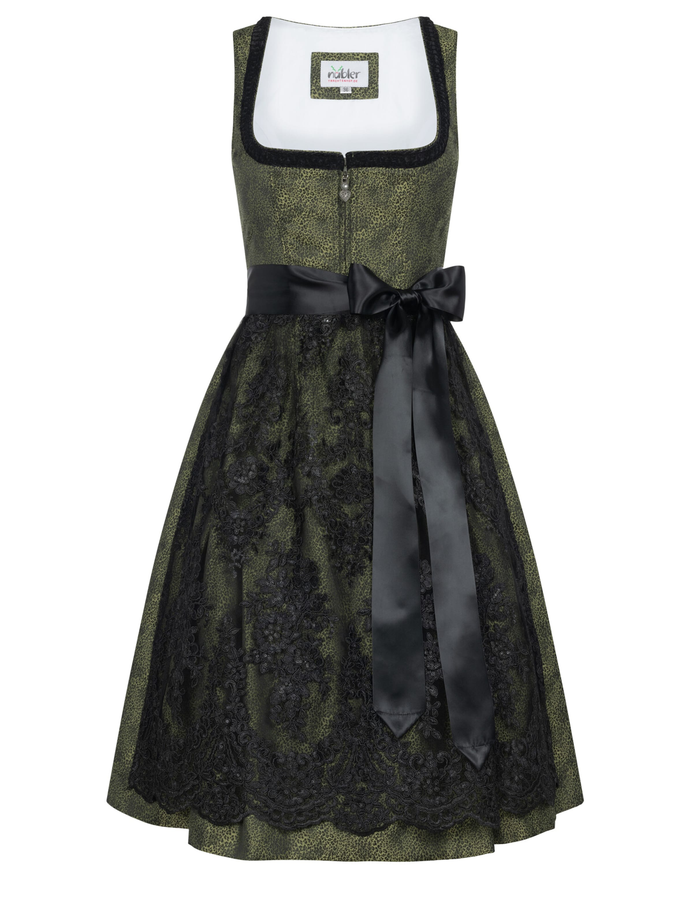 Trachtenhof Nübler Dirndl 'Midi Dirndl Leo'‌‌ in Grün: Vorderseite
