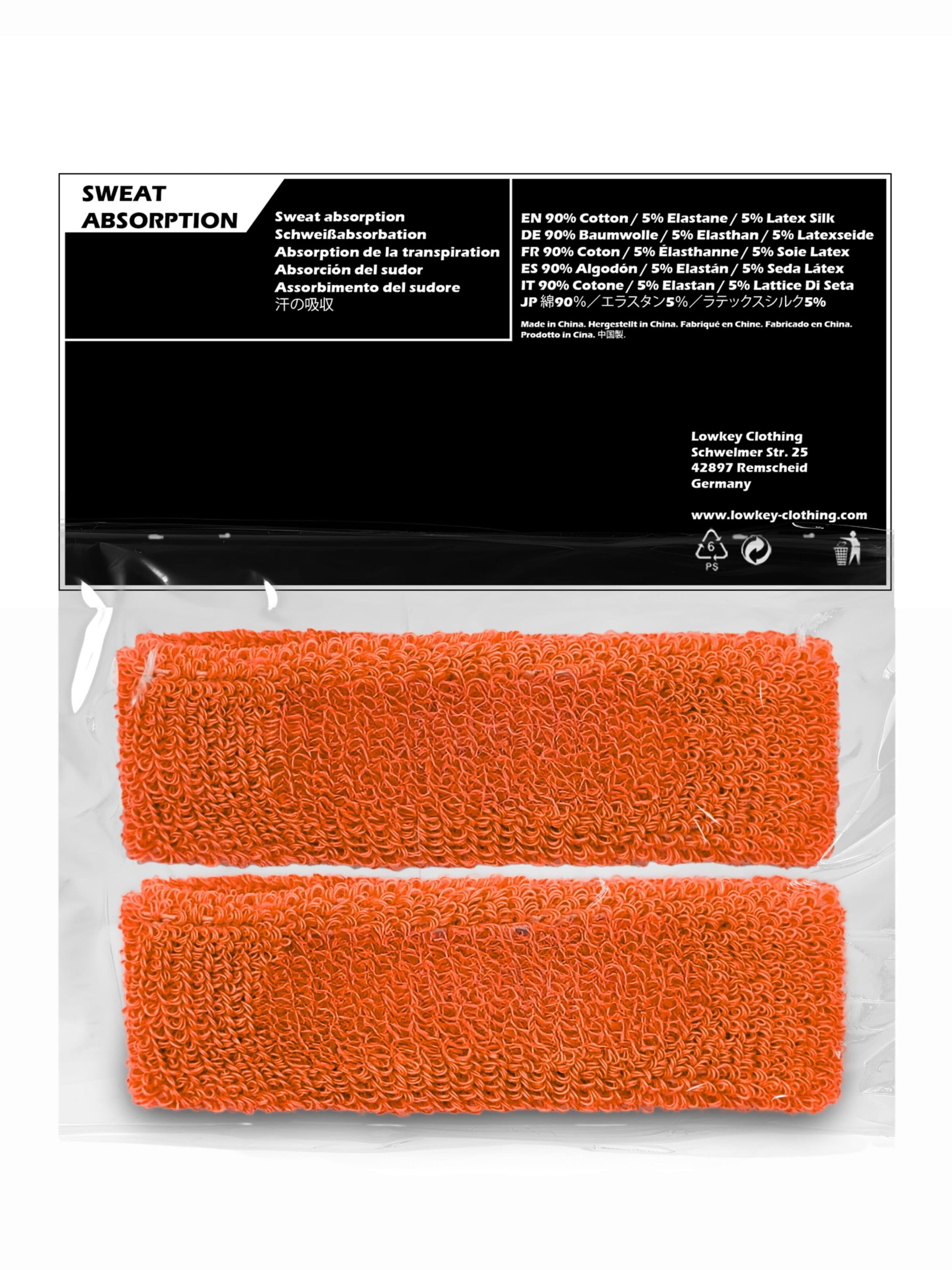Lowkey Svettband 'Bizeps Band Oberarm Schweißband Set' i orange
