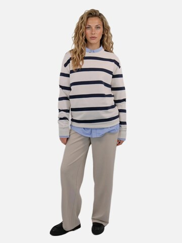 HEFTYKA Sweatshirt 'STRIPE CREW NECK SWEAT' in White