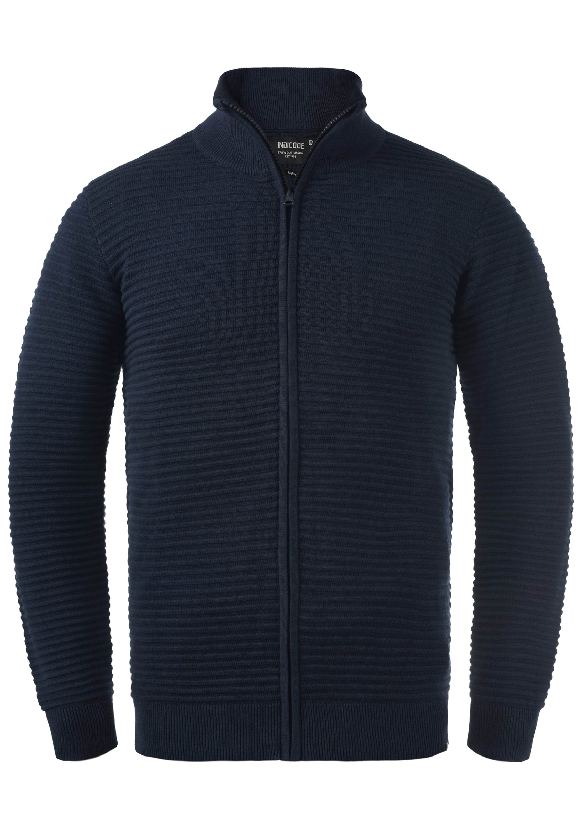 INDICODE JEANS Gebreid vest 'Arctic' in Blauw: voorkant