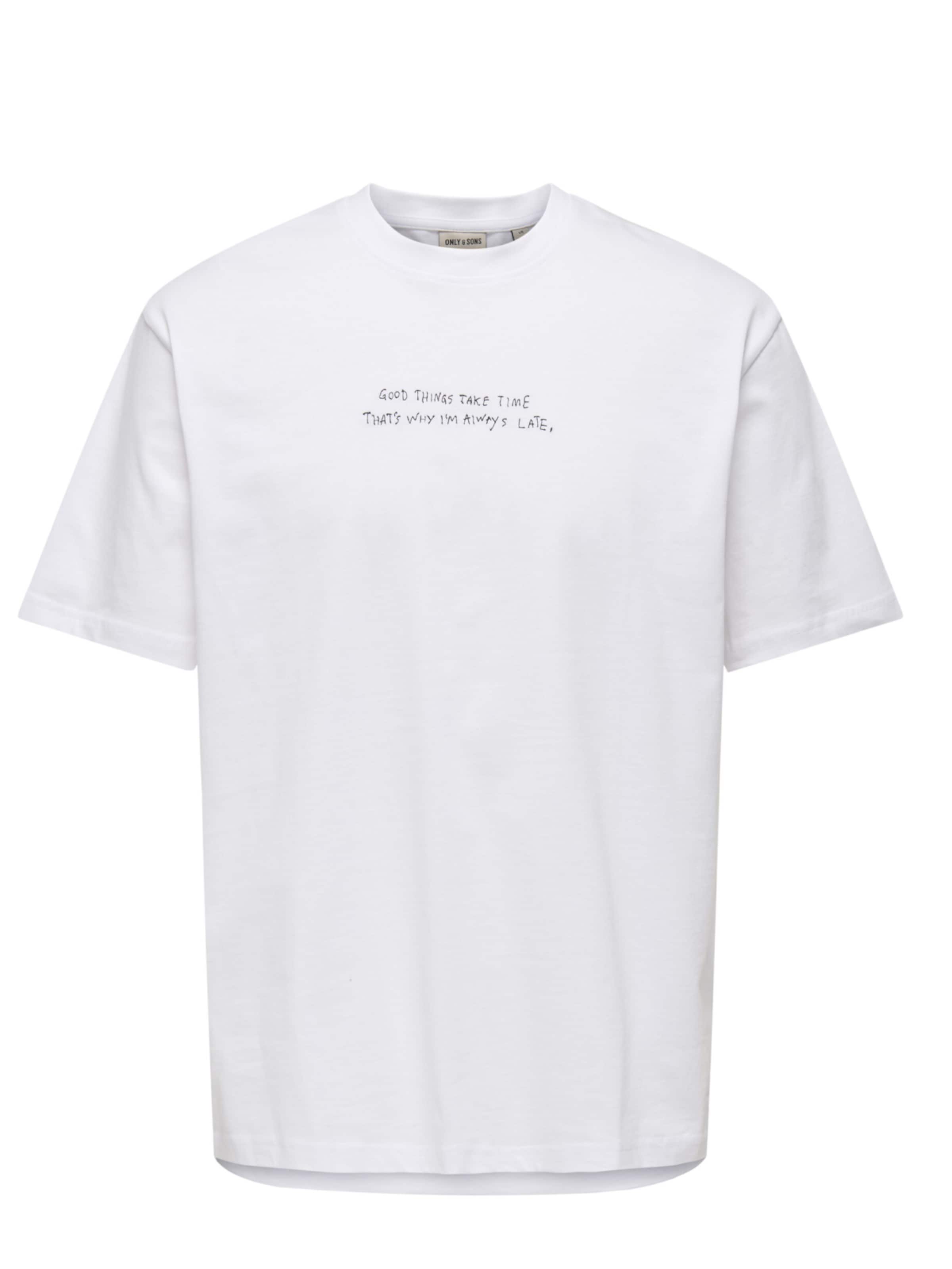 ONLY Shirt 'ONLY - Heren t-shirt' in Wit: voorkant