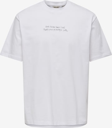 ONLY Shirt 'ONLY - Heren t-shirt' in Wit: voorkant