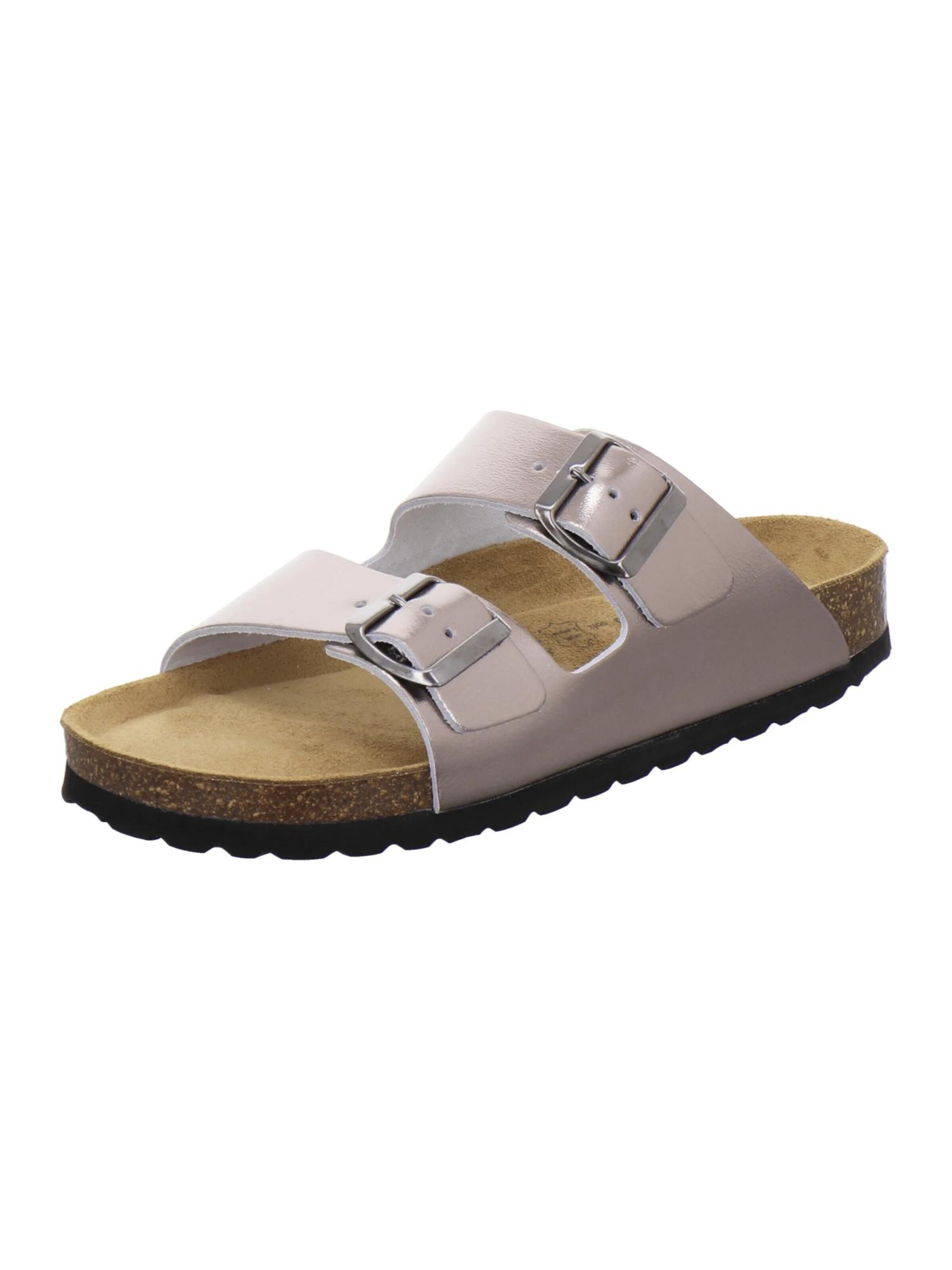 AFS-Schuhe Pantolette 'Pantoletten Damen Zweischnaller metallic'‌‌‌‌‌‌‌‌ in Silber: Vorderseite