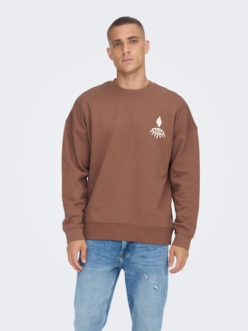 Only & Sons Sweatshirt in Brown: front