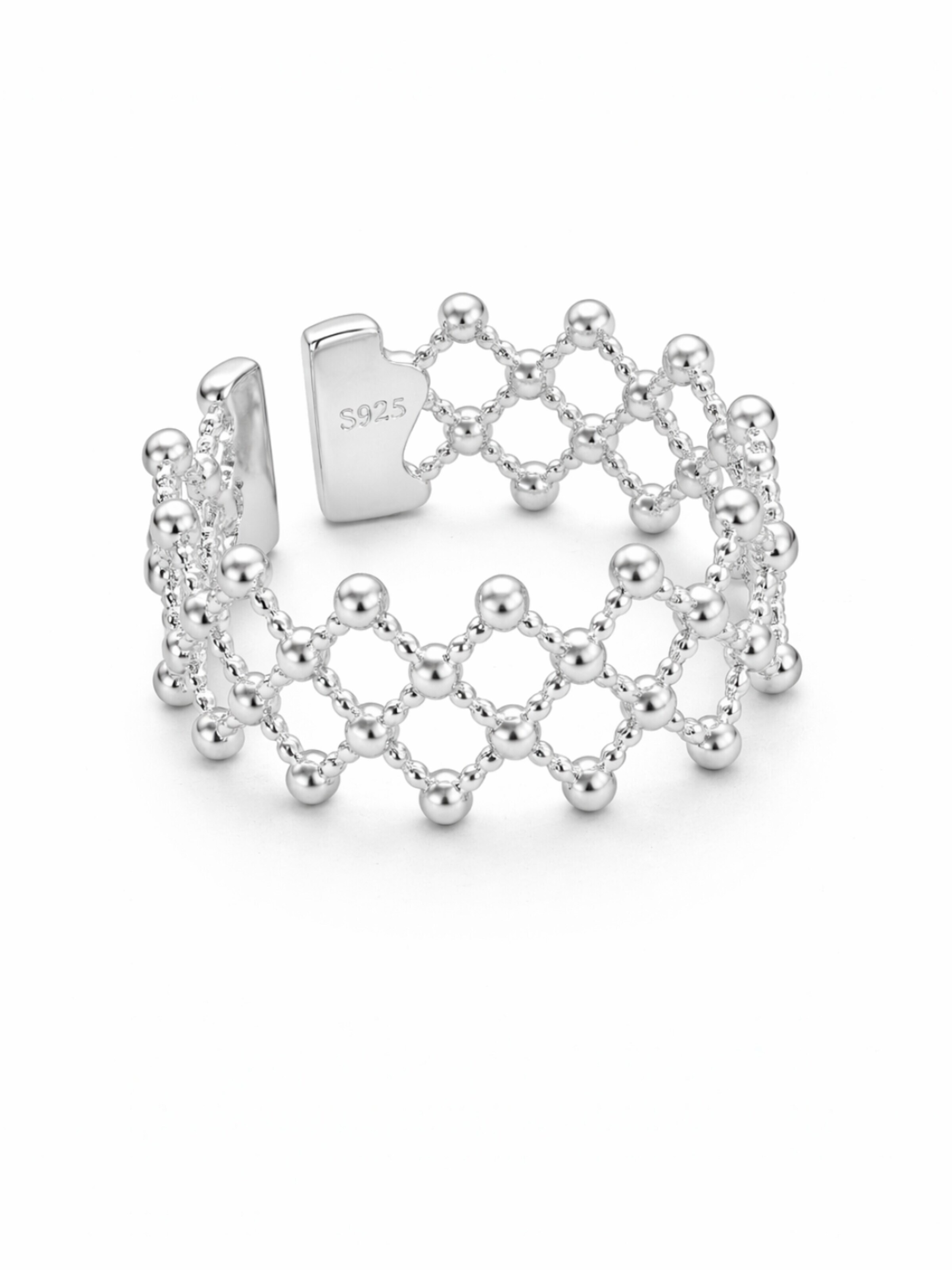 mùj jewelry Ring 'Grid Crown'‌ in Silber: Vorderseite