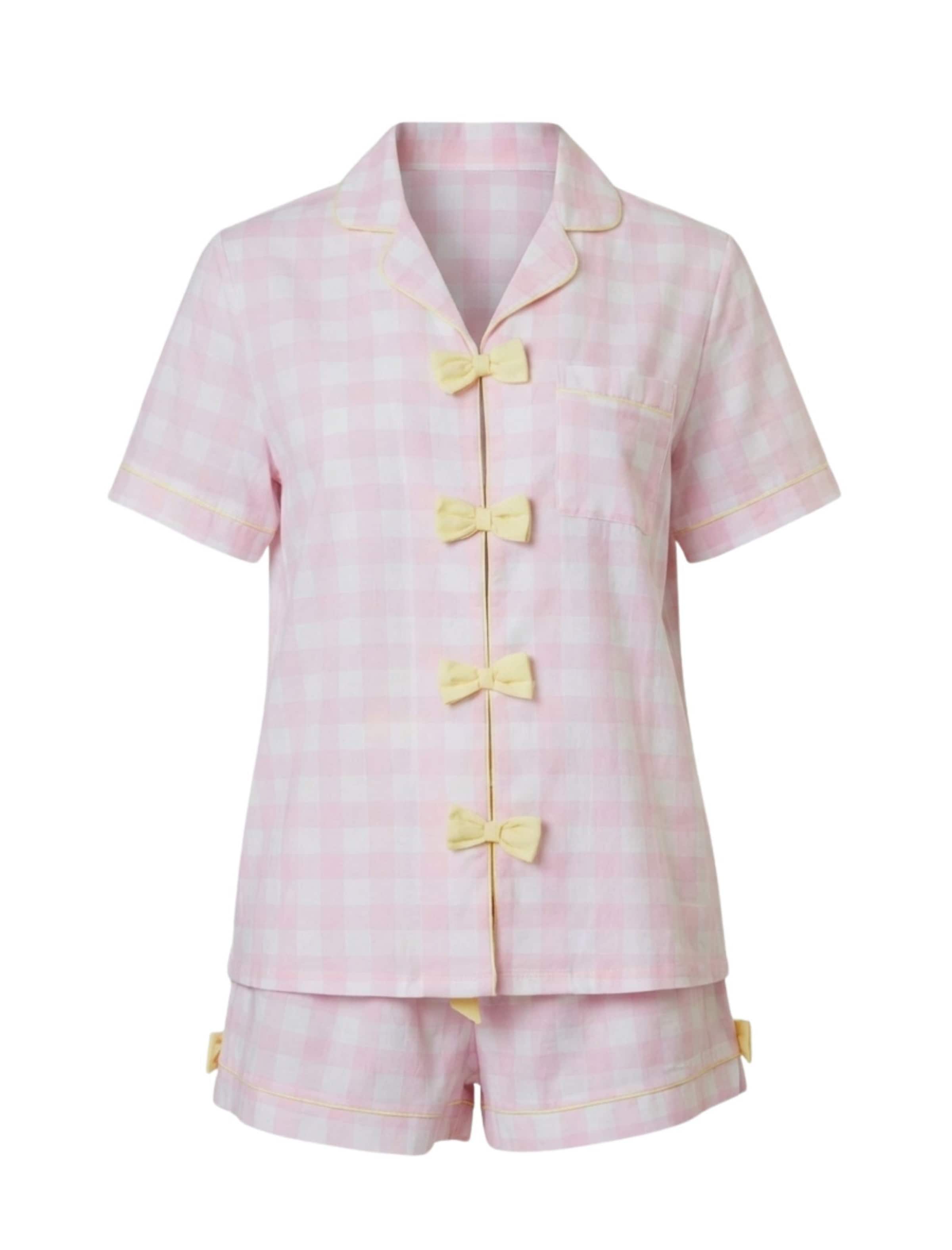 Loungeable Short Pajama Set in Pink: front