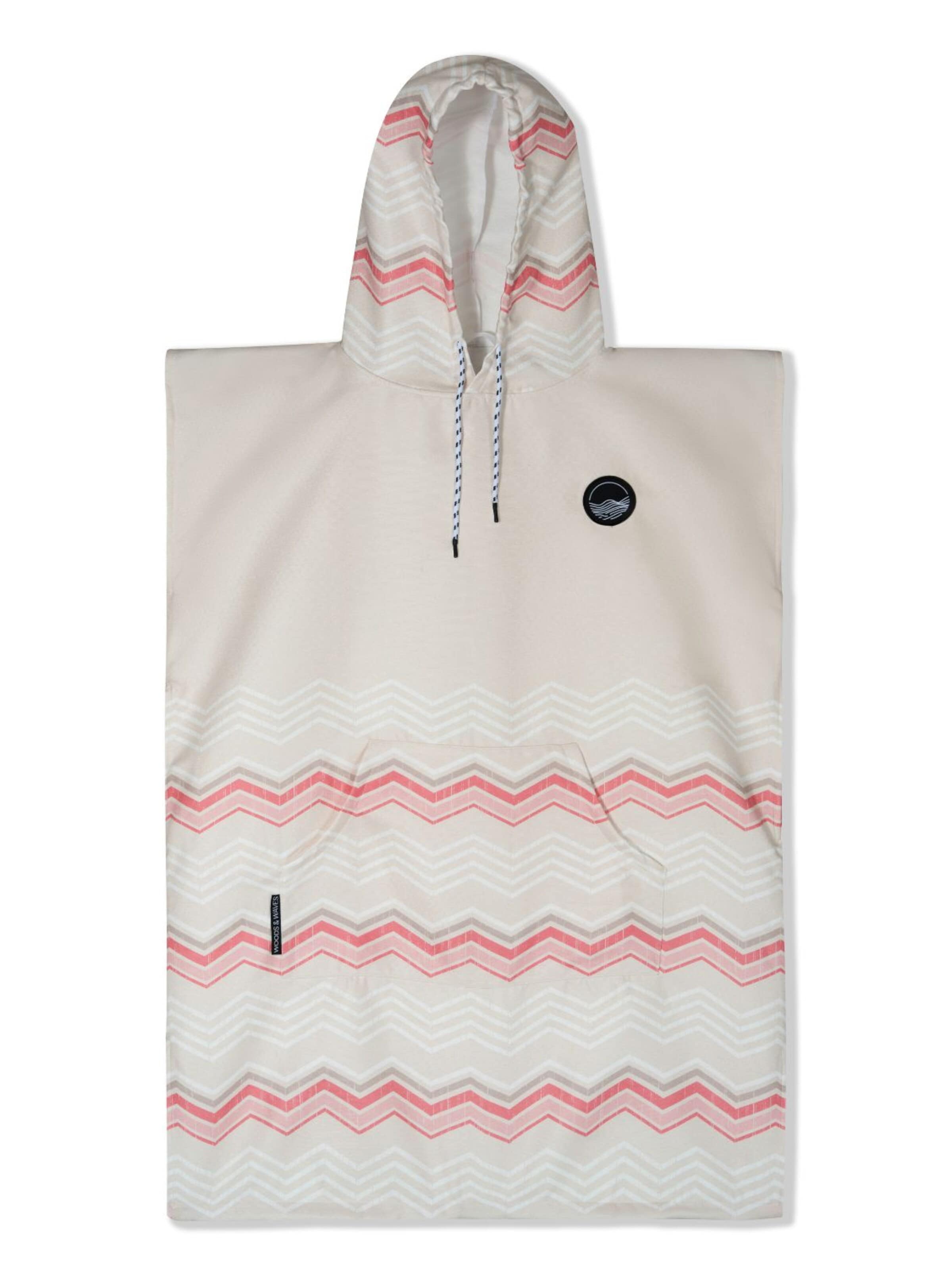 woodsandwaves Short Bathrobe 'Surf-Poncho' in Beige: front