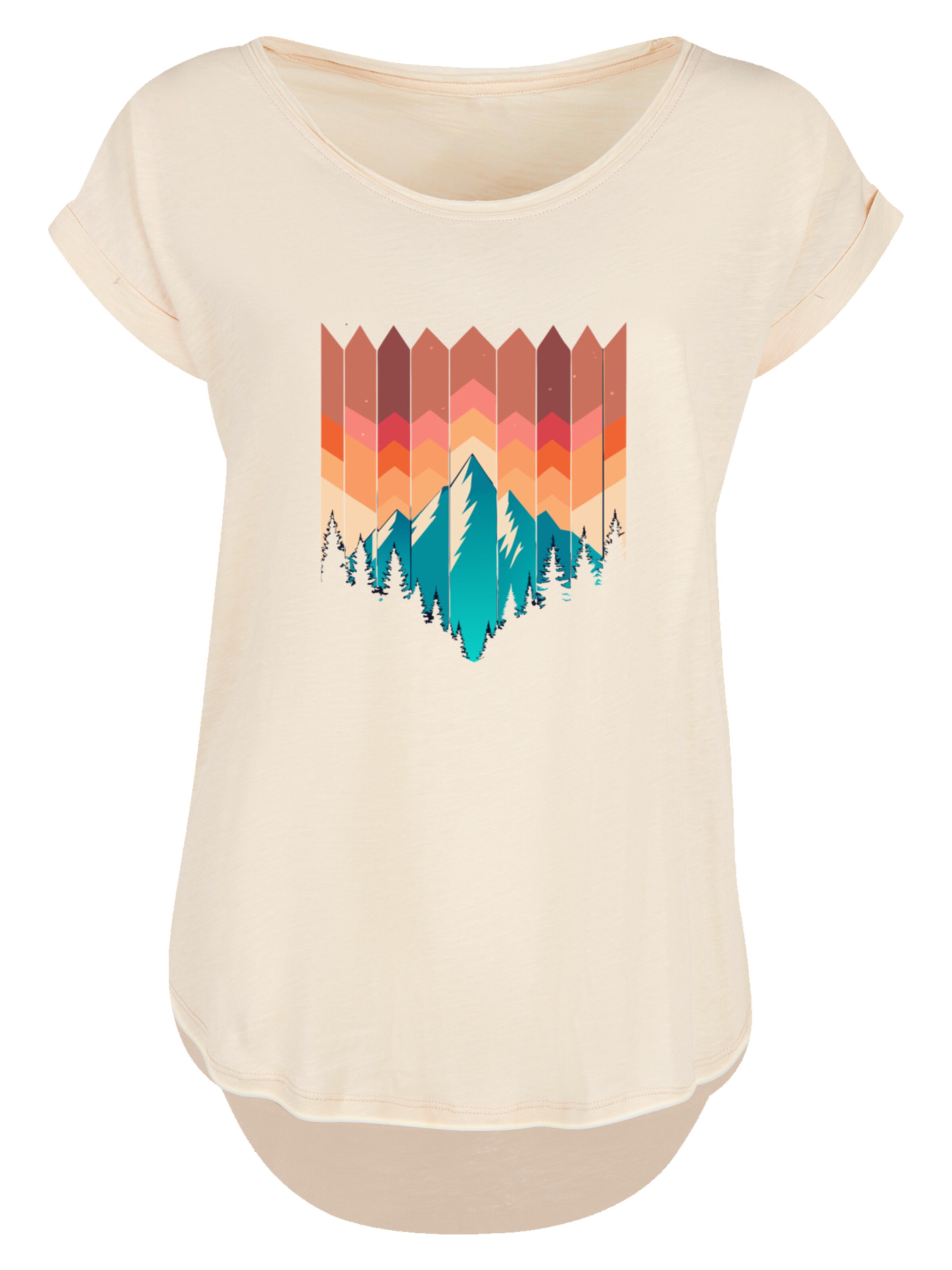 F4NT4STIC T-Shirt 'Berg Sonnenuntergang Geometrisch' in Beige: Vorderseite