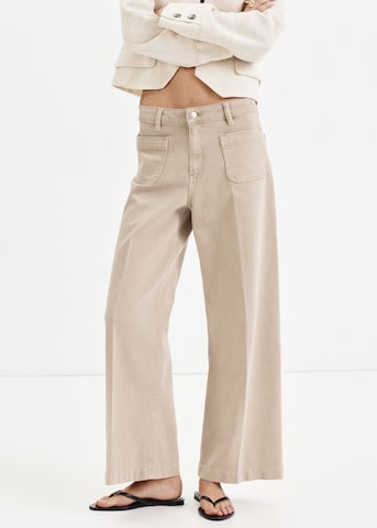 MANGO Wide leg Jeans 'JESSIE' i beige: framsida