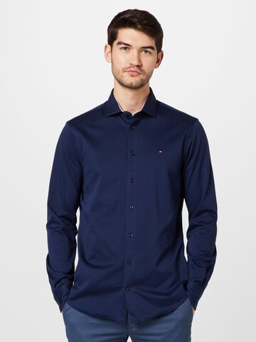 Tommy Hilfiger Tailored Slim fit Overhemd in Blauw: voorkant