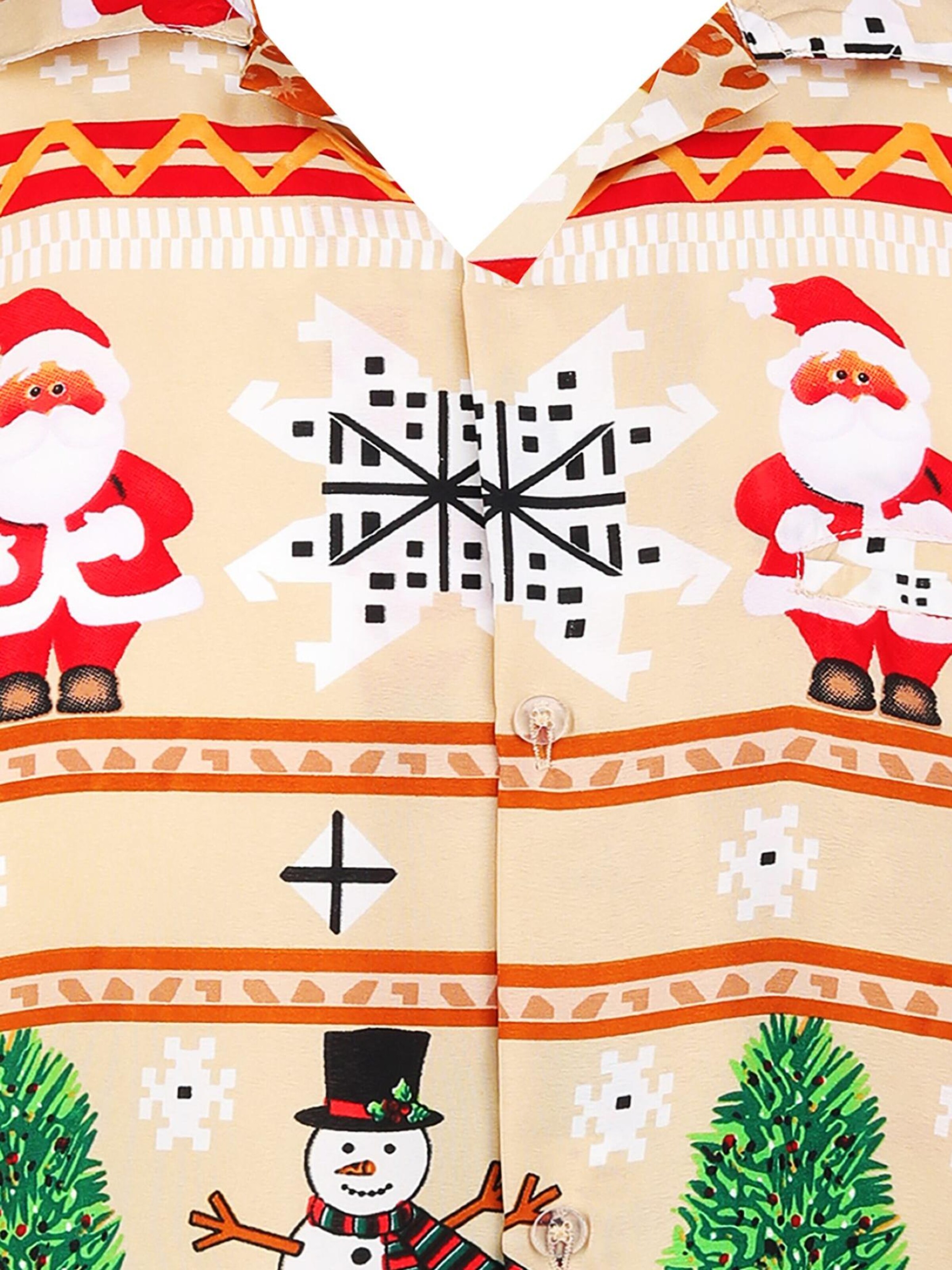 King Kameha Regular Fit Hemd 'Christmas Rows'‌‌‌‌‌‌ in Beige