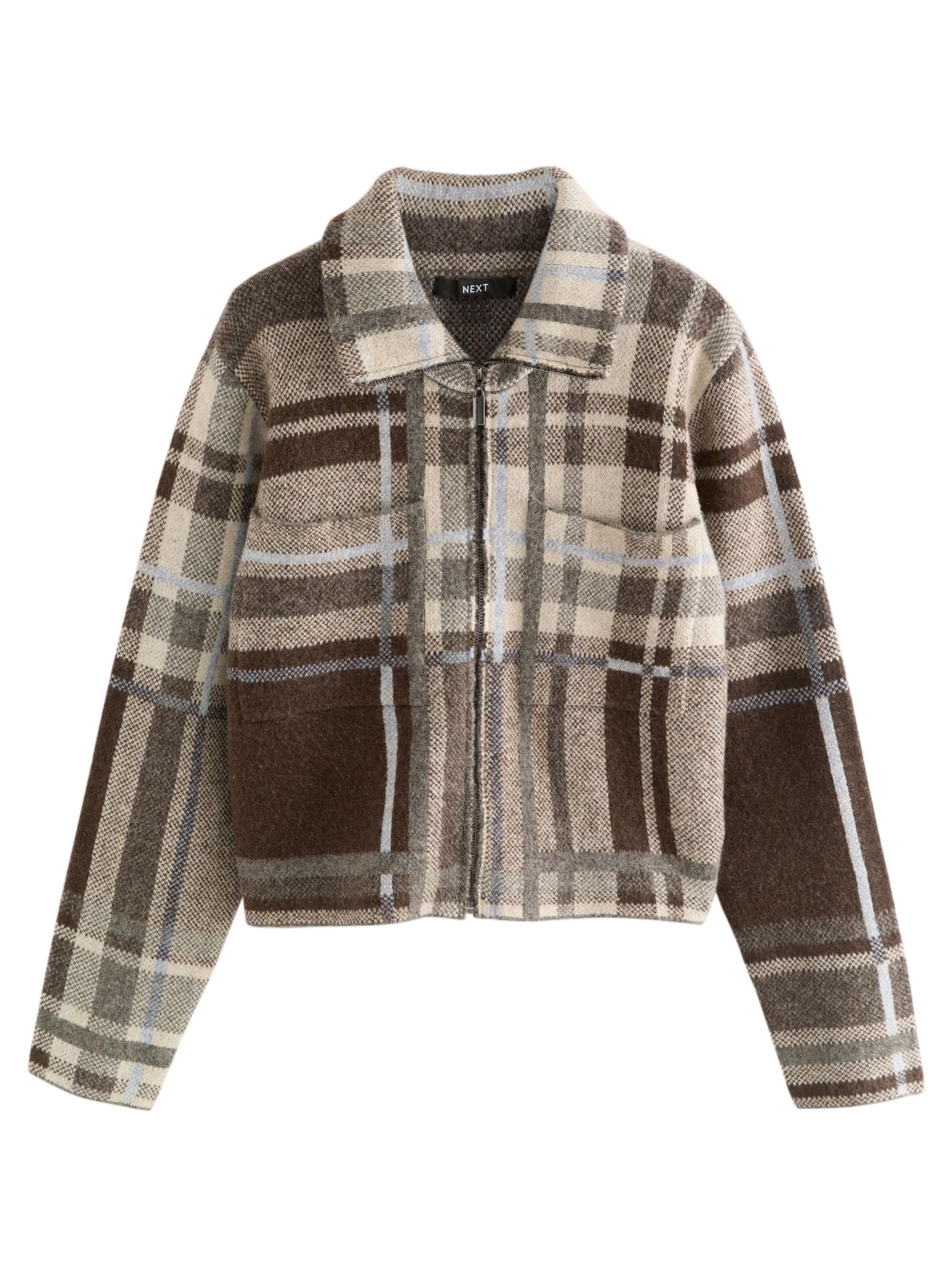Next Overgangsjakke i ecru / mørkebrun / lysegrå, Produktvisning