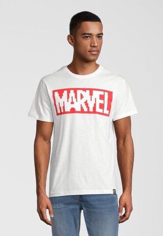 Recovered Shirt 'Marvel Pixel Logo' in Wit: voorkant
