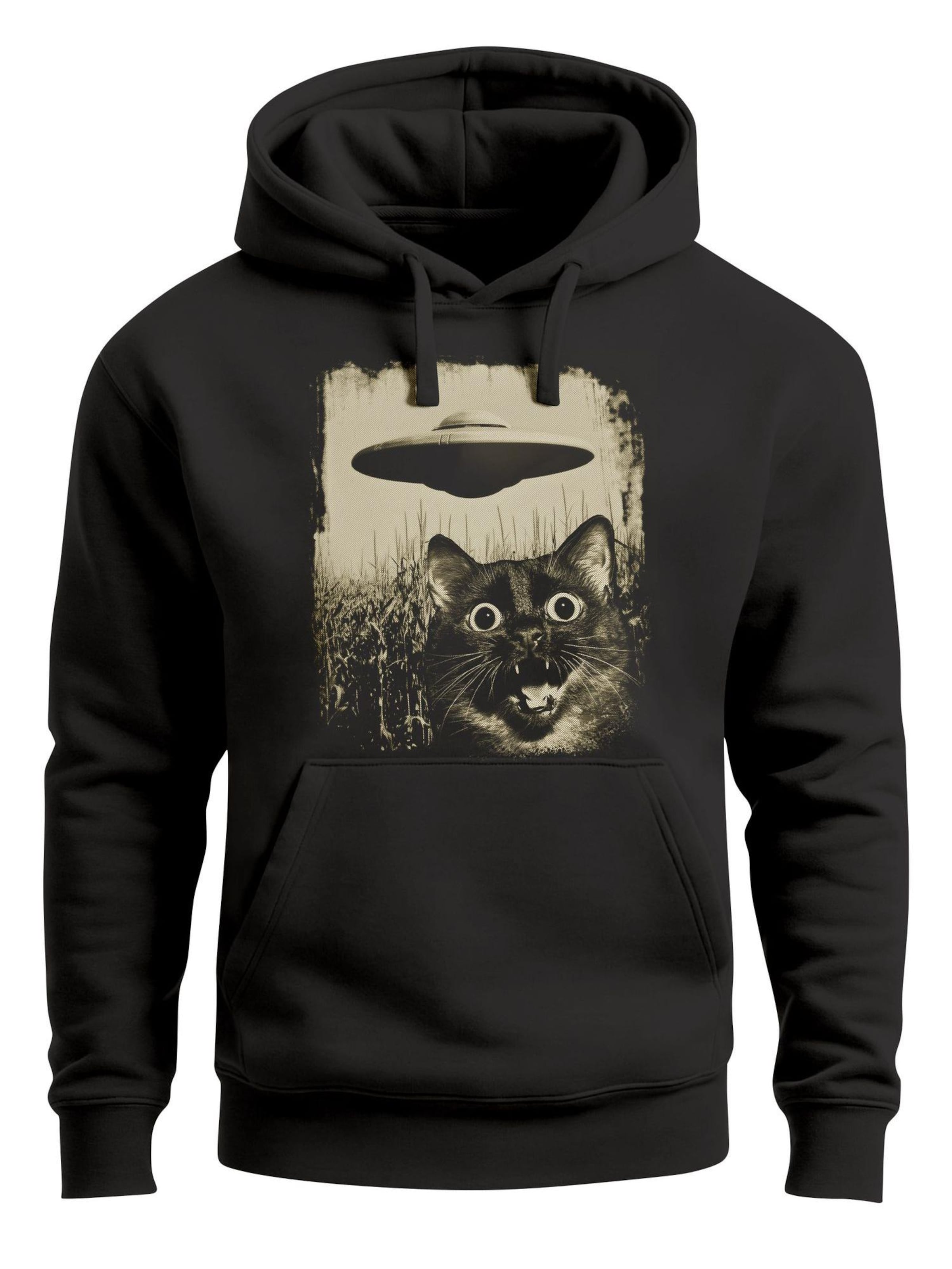 Neverless Sweatshirt 'Katze Alien Ufo' in Black: front