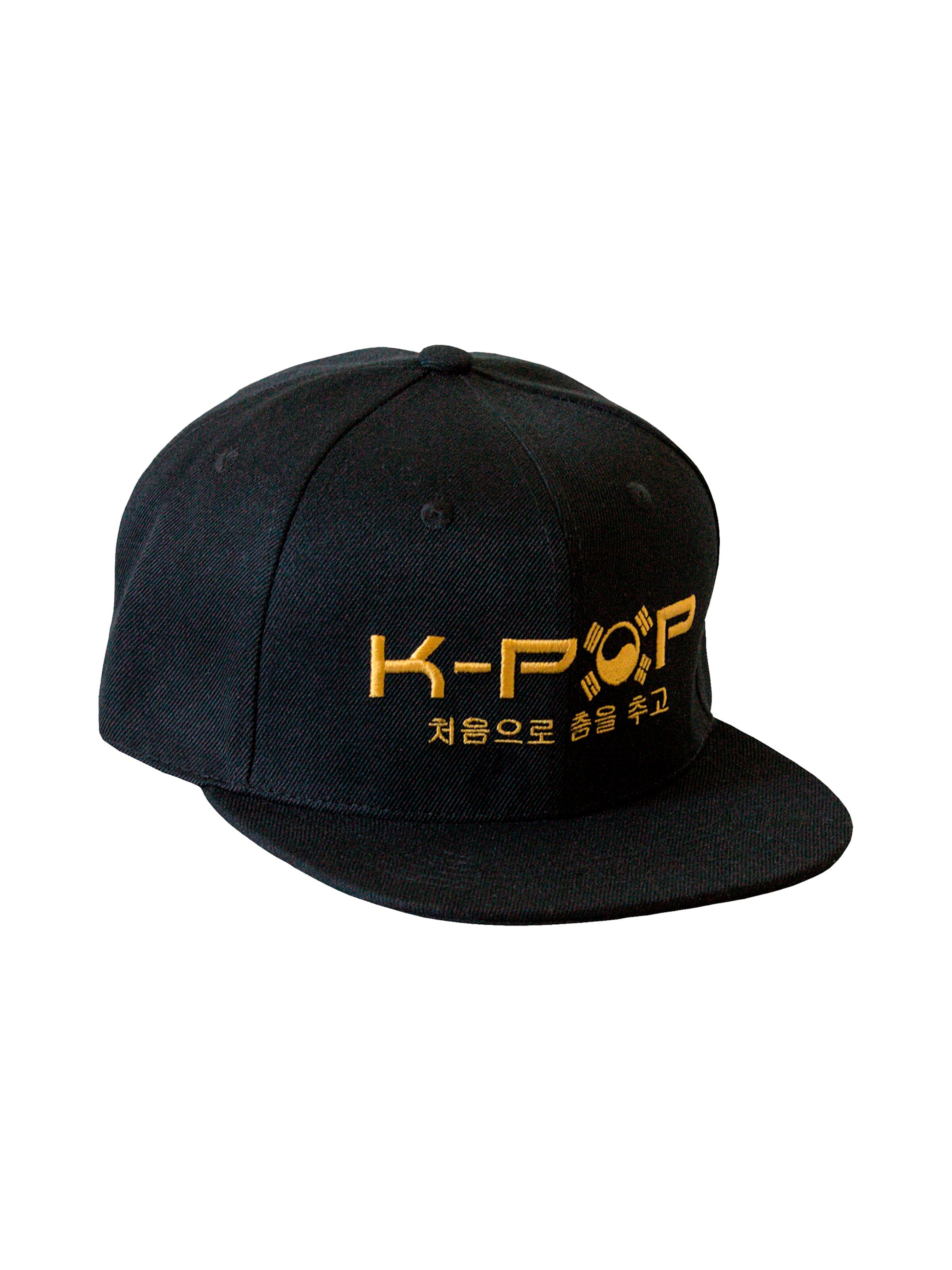 Casquette 'Gold snapback cap' K-pop en noir : devant