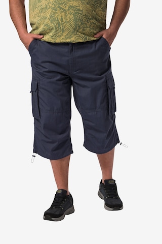 Men Plus Regular Cargobroek in Blauw: voorkant