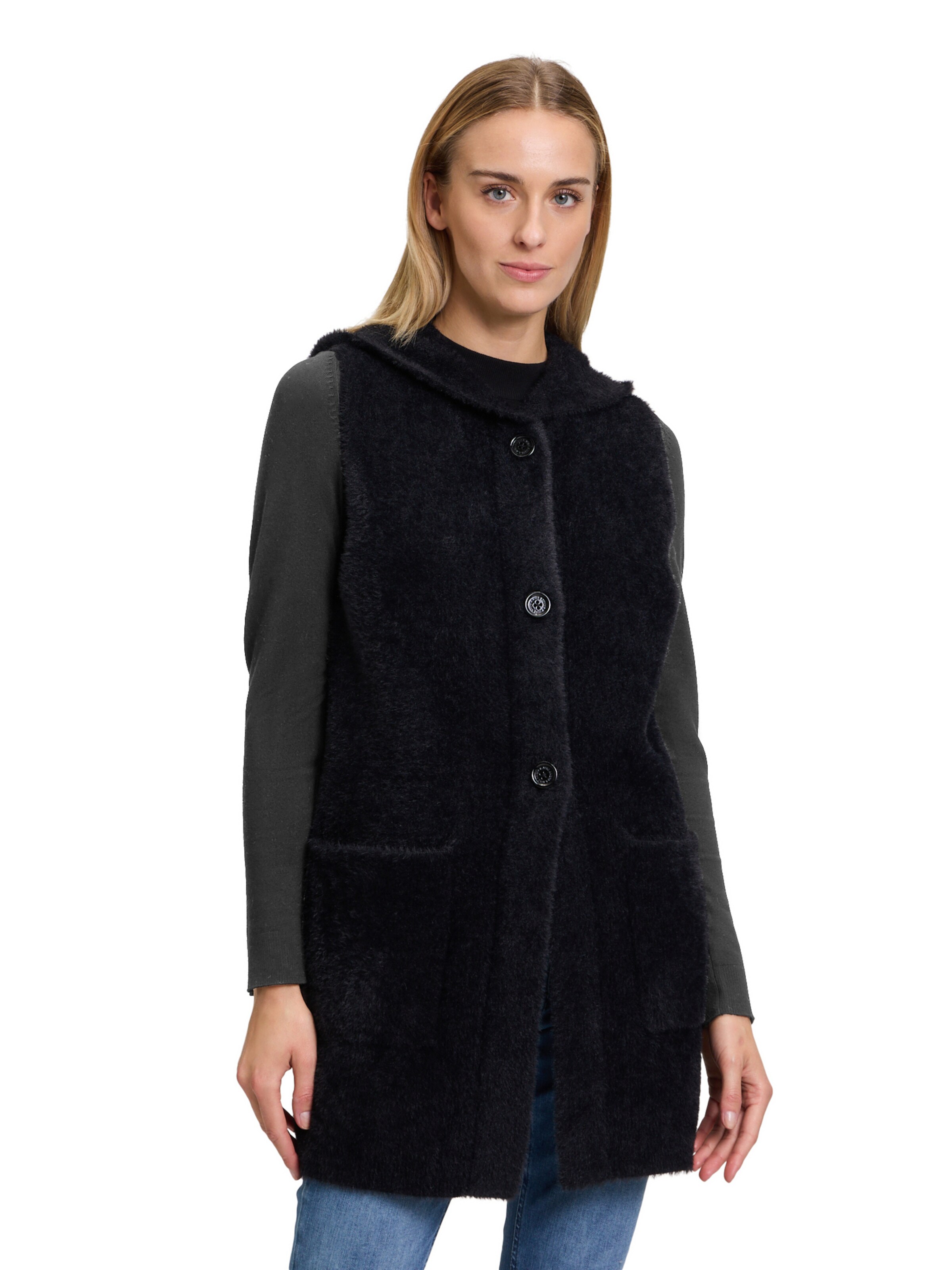 Amber & June Knit Cardigan in Black: front