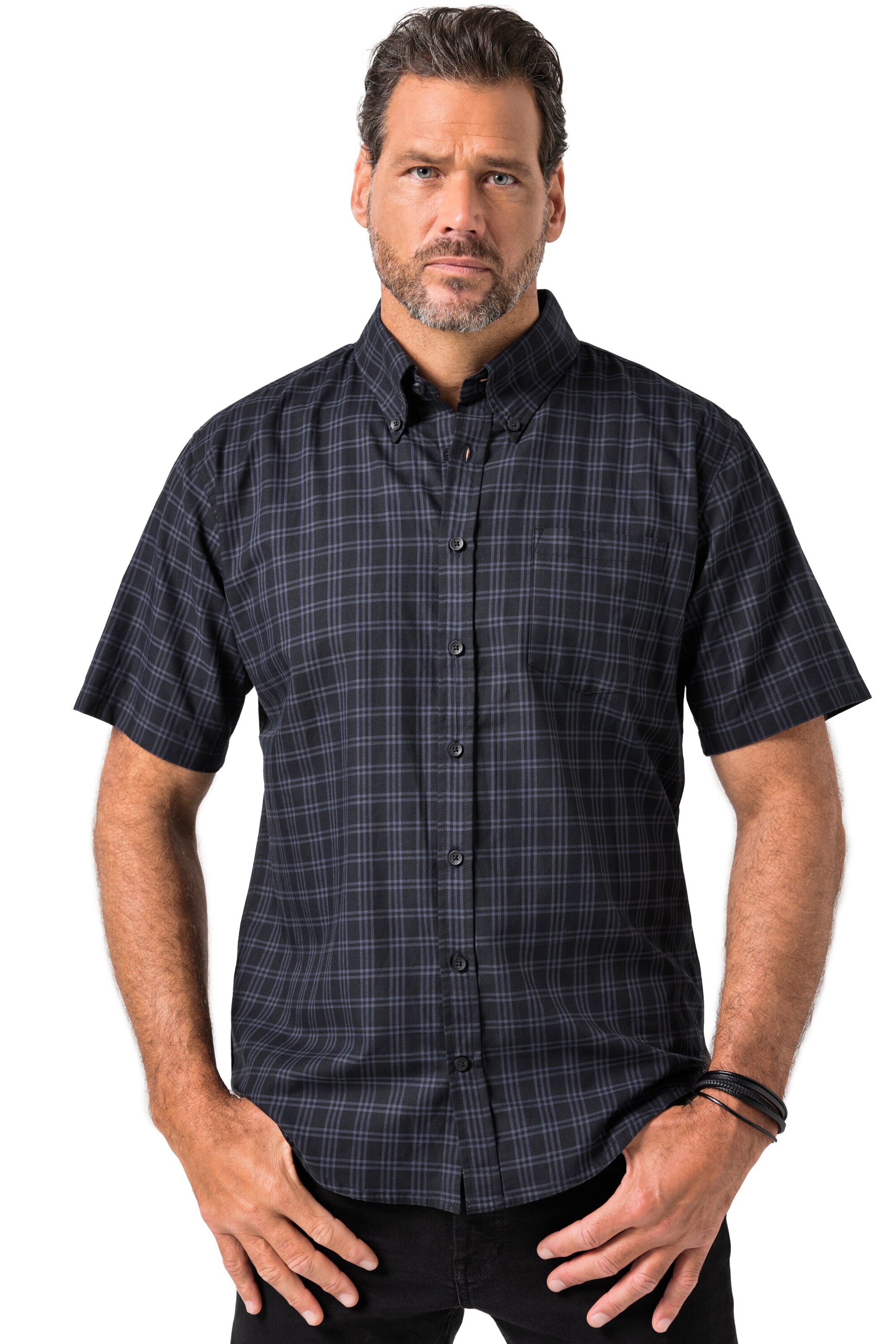 JP1880 Regular Fit Hemd in Schwarz: Vorderseite